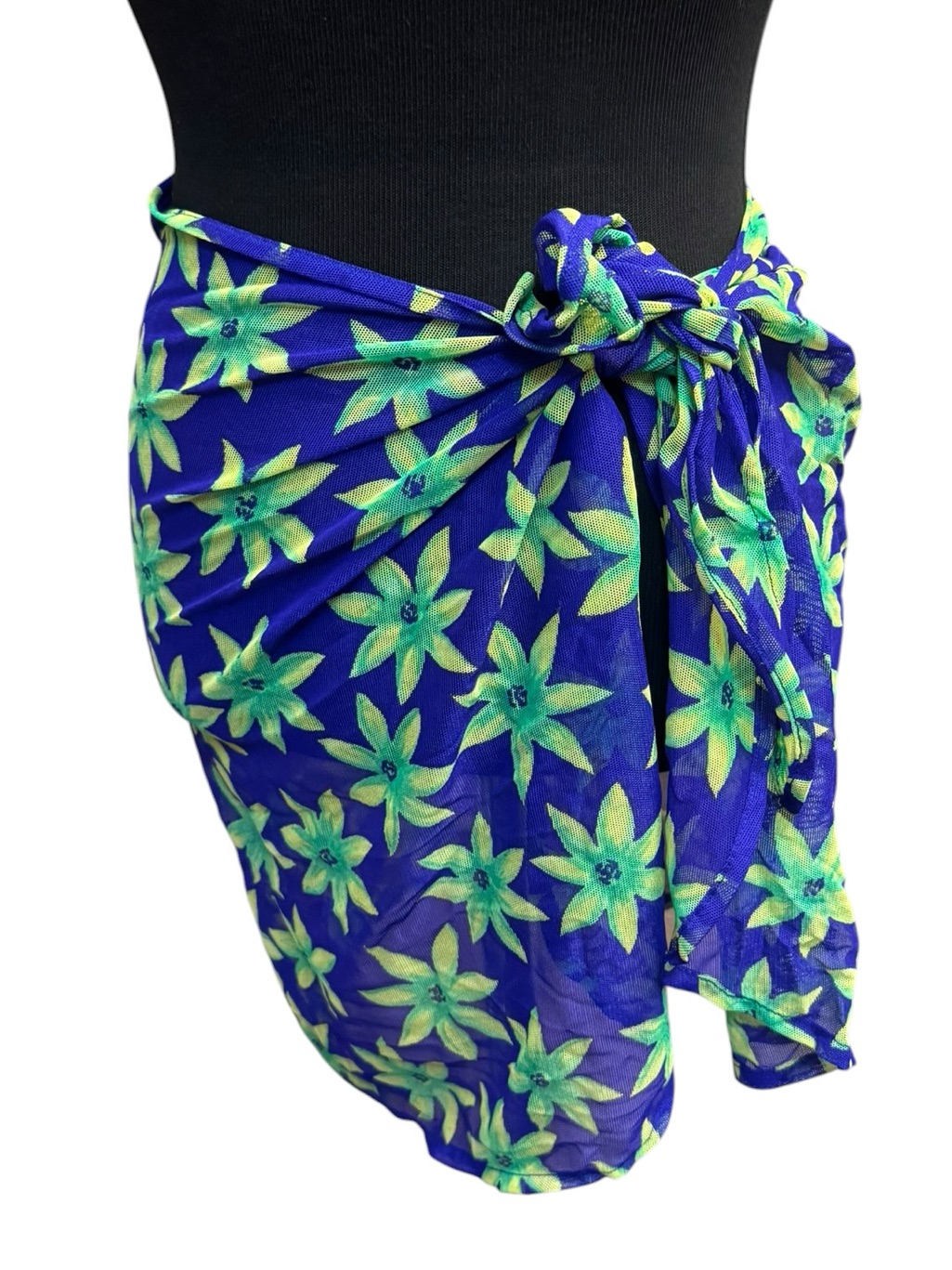 Pacific Connections Sarong Swimsuit Coverup Skirt Hibiscus Floral Purple Green